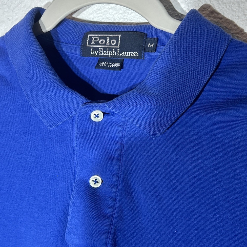 Polo By Ralph Lauren Polo Shirt Blue With Red Pony Medium 100% Cotton - Picture 3 of 7